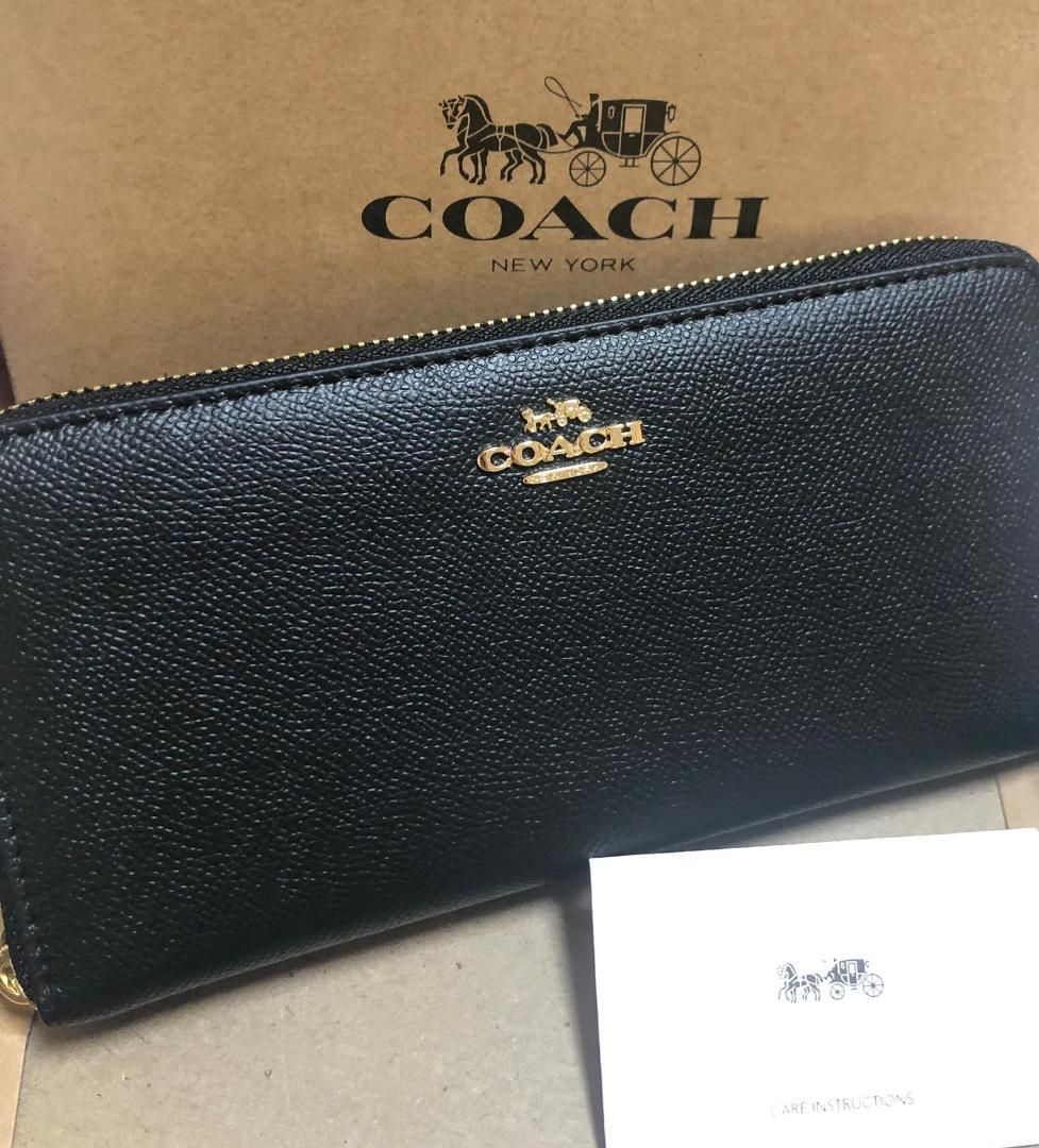 COACH コーチ 新品 長財布 ブラック メンズ レディース 財布 黒 083