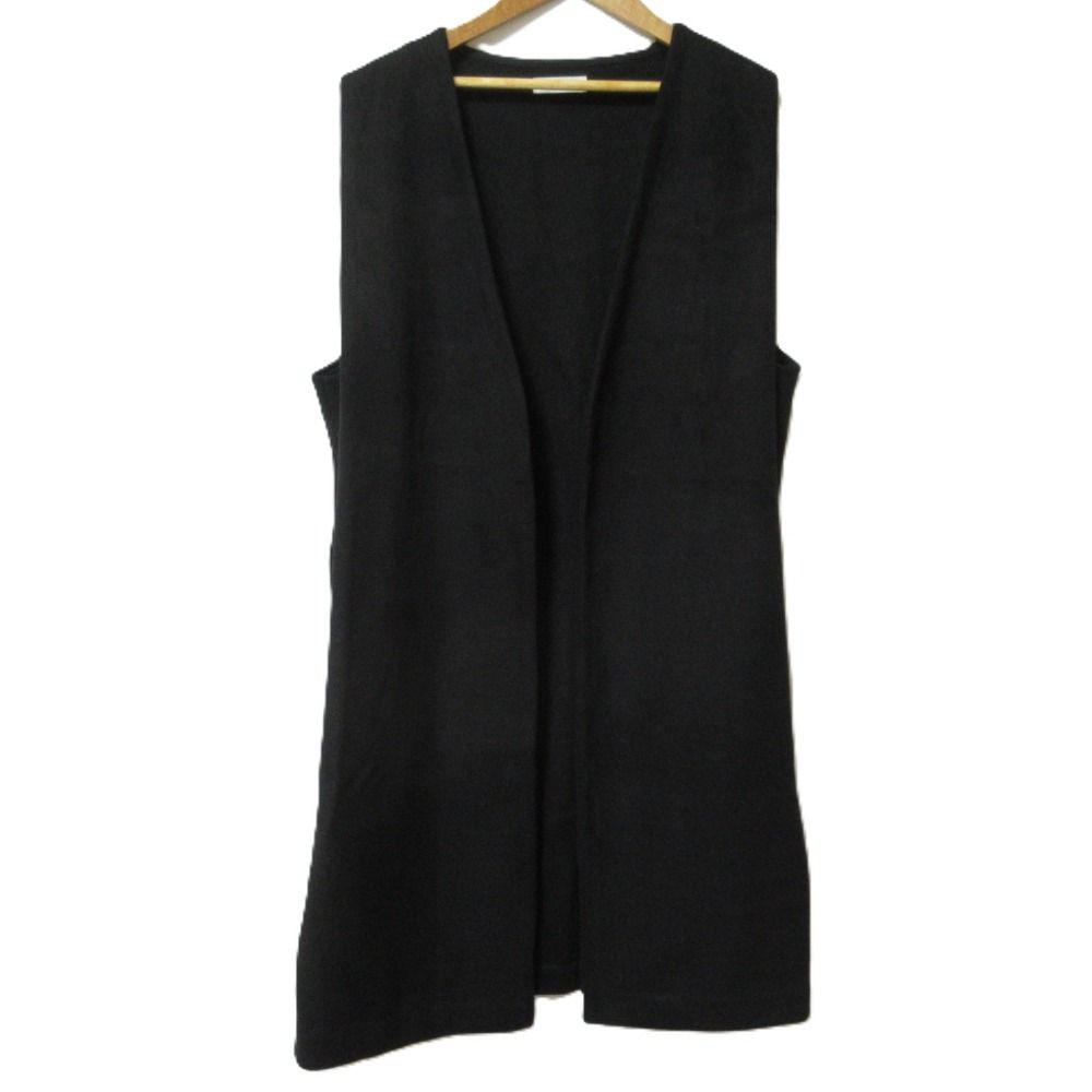 美品 SALON adam et rope サロンアダムエロペ ニードルパンチVネックロングジレ ベスト SHJ32370 サイズF ブラック レディース 古着 中古 美品 SALON adam et rope サロンアダムエロペ ニードルパンチV