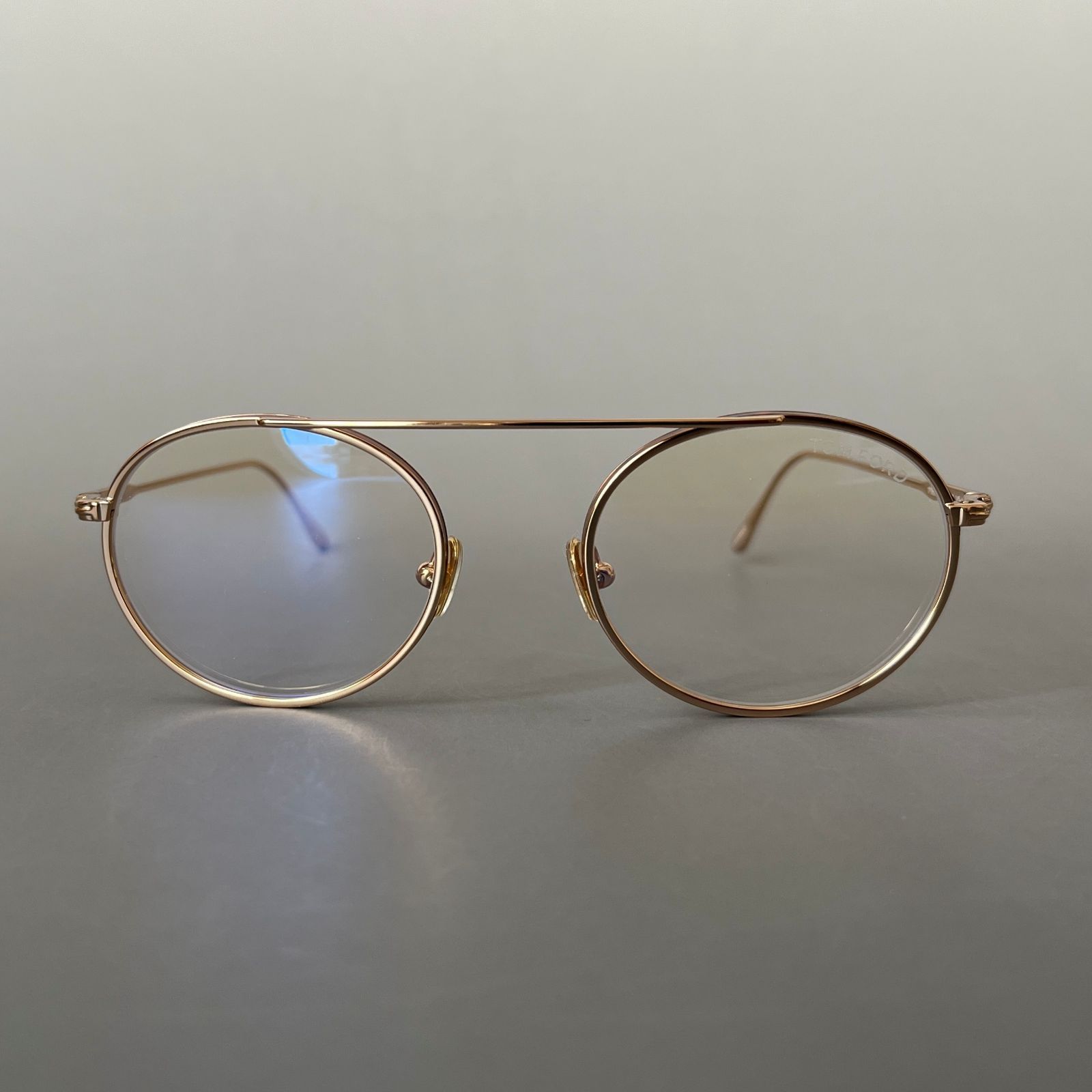 トムフォード メガネ オーバル ブルーライトカット ブラウン ゴールド メタル トムフォード メガネ TOM FORD オーバル 度付き ゴールド
