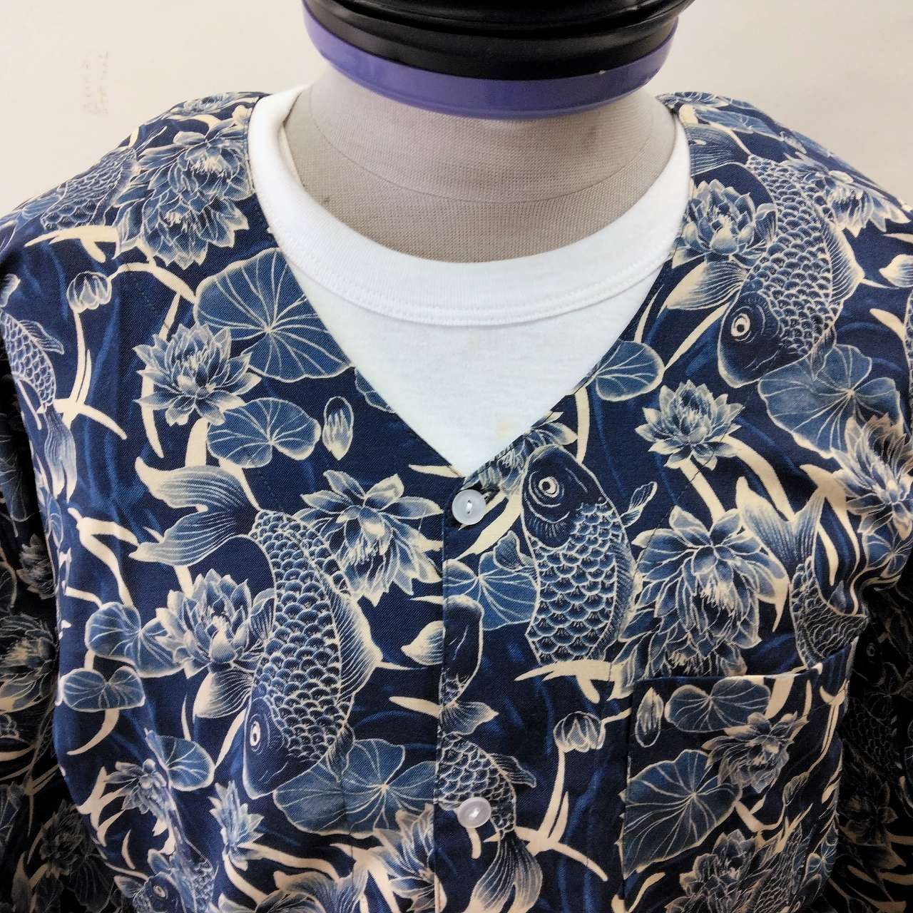 鯉口 こいくち ダボシャツ コイプリント 紺 特大 festival clothes