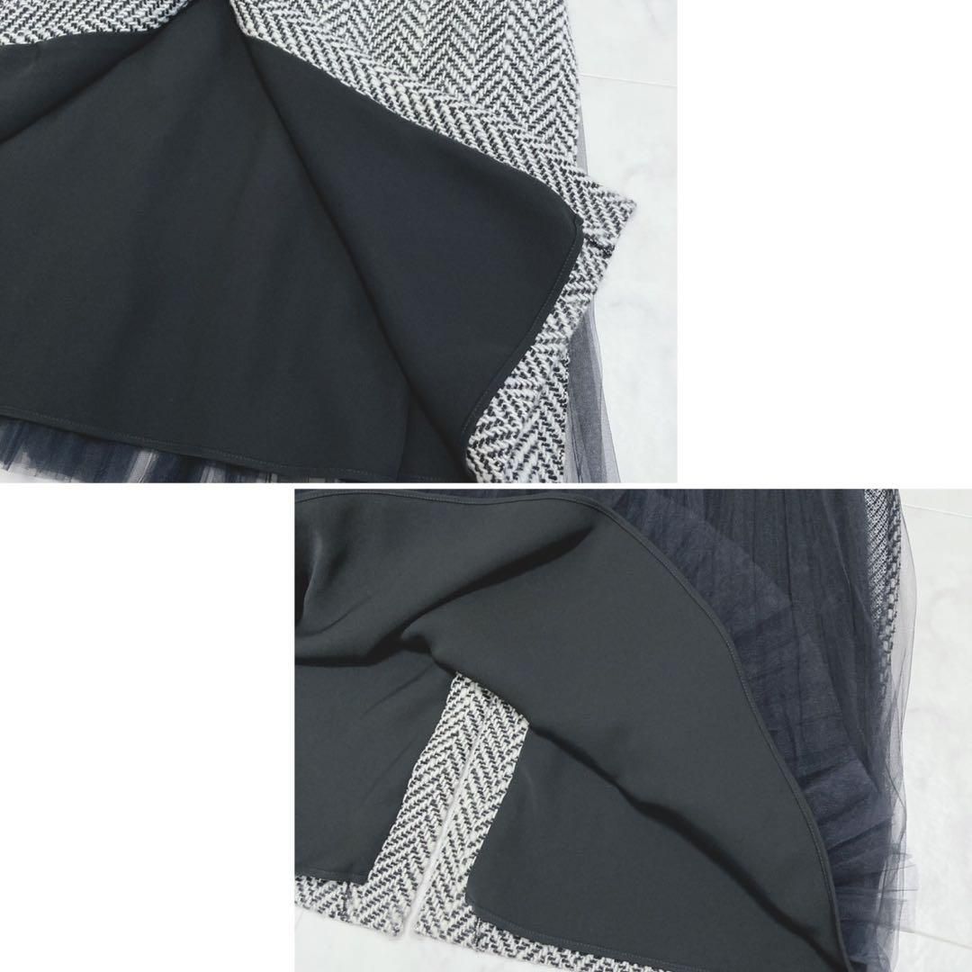 ツイードチュールプリーツスカート 34