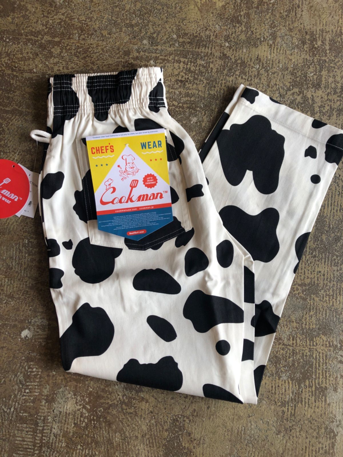 クックマンCOOKMAN CHEF PANTS 新品 COW 牛柄ホワイト