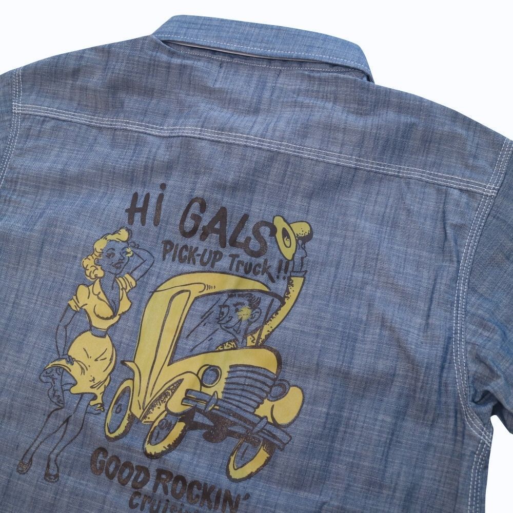 ピックアップ ワークシャツ GOOD ROCKIN' ロカビリーファッション ピックアップ ワークシャツ GOOD ROCKIN' ロカビリーファッション  ロックンロールサイン ワークシャツ GOOD ROCKIN' | ロカビリーファッション BEAT SWING, image size:1000x1000