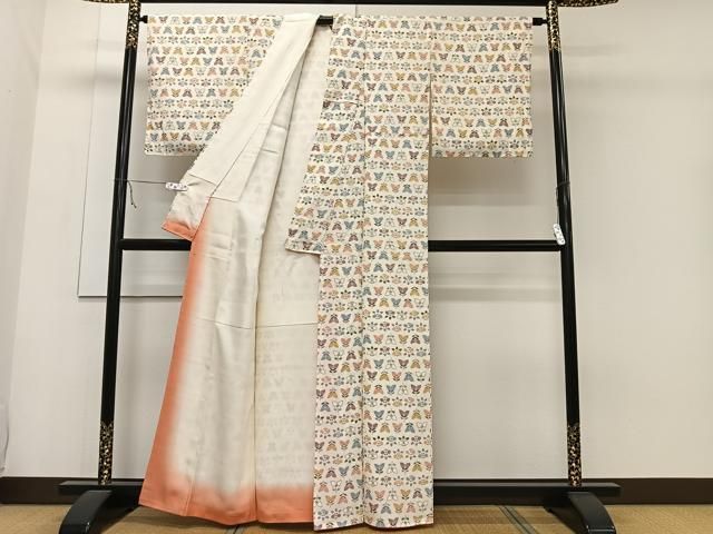 平和屋着物▽上質な紬 単衣 椿 正絹 逸品 BAAT0613yc