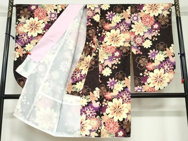 平和屋着物○小振袖 二尺袖 草花文 金彩 洗える着物 DAAW5694ud - メルカリ