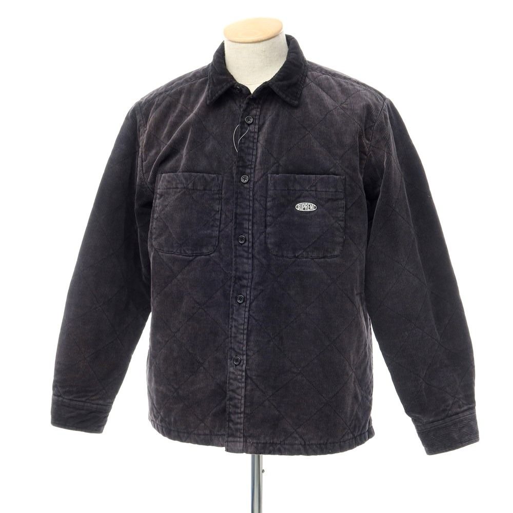 【中古】シュプリーム Supreme 2022年秋冬 Quilted Corduroy Shirt コーデュロイ キルティング シャツ ブルゾン  ブラック系（ダークグレー）【サイズS】【メンズ】