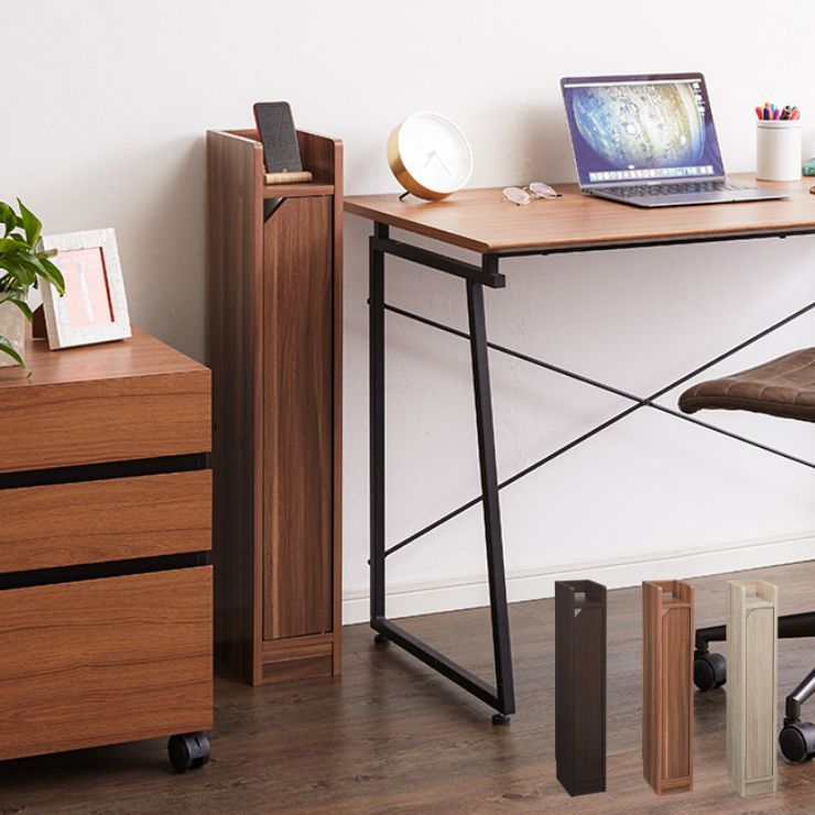 (ミディアムブラウン)ルーター収納 Wi-Fi 収納 幅15 高さ90cm スリムラック サイドテーブル ナイトテーブル 電話台 電源タップ 隙間収納 薄型