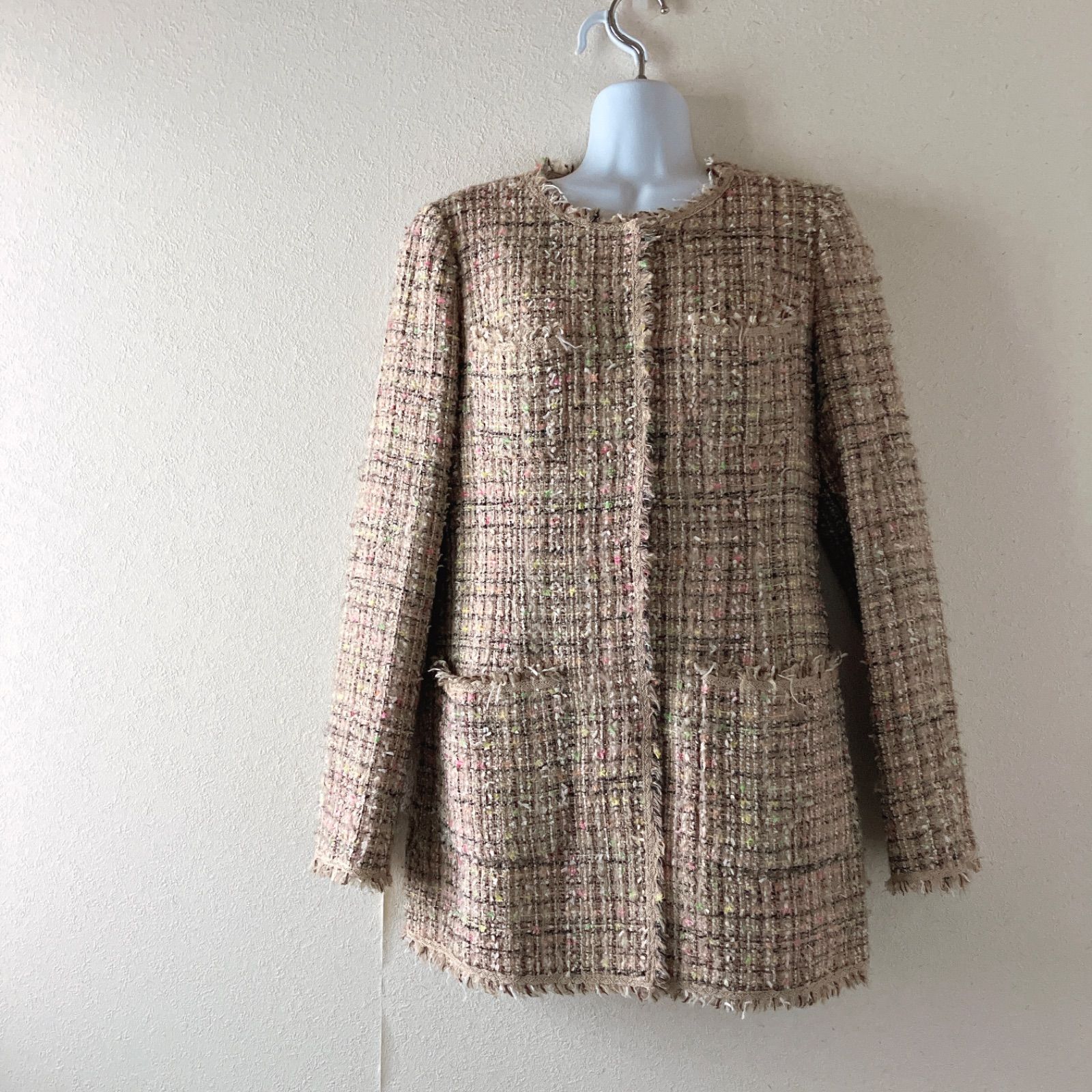 EPOCA エポカ ツイード ノーカラー ジャケット コート 40 M相当