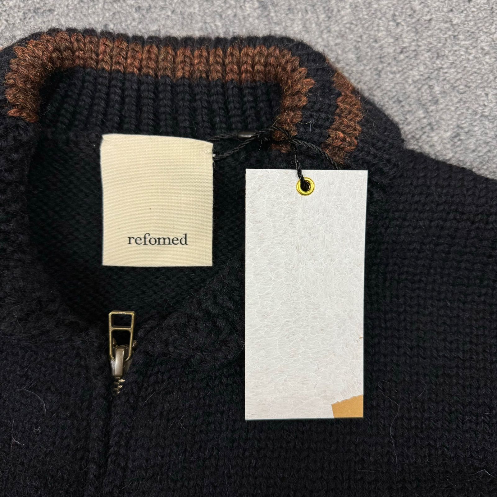 定価77000円 新品 refomed 23AW STADIUM KAUCHIN KNIT (NAVY×BROWN 