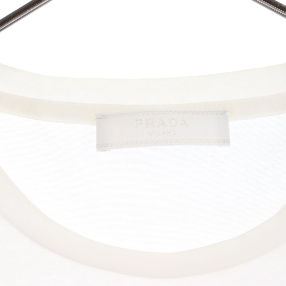 PRADA (プラダ) ロゴプリント コットン半袖Tシャツ ホワイト UJN656  