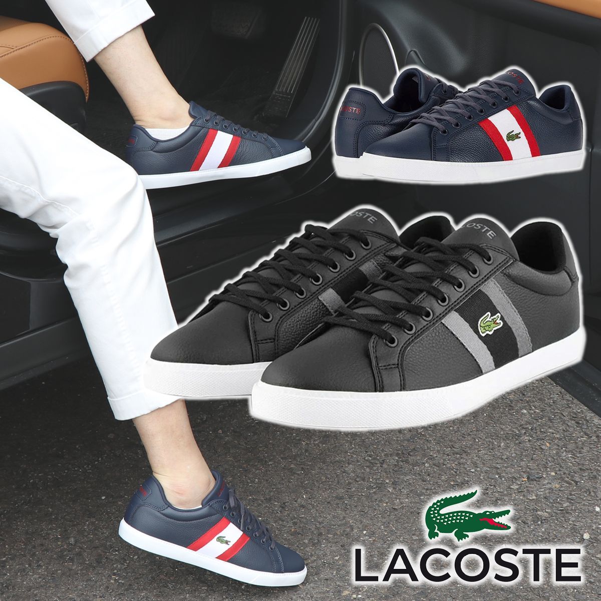 高評価レビュー Grad LACOSTE Vulc 男性 メンズ レザー スニーカー ラコステ 120 シューズ(男性用)