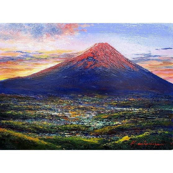 油絵（抽象画） 富士山 絵画 抽象画 油絵 田原健二 「FUJISAN・4」 額付き