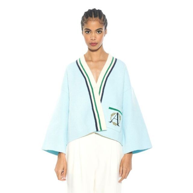 【送料無料】 アレクシアアドマー レディース ニット・セーター アウター Women's ALEXIA ADMOR Gabbi Nautical Stripe Knit Short Jacket Halogen Blue