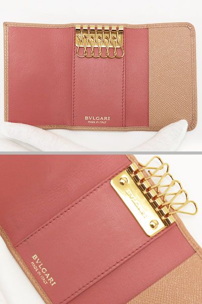 極美品 ブルガリ キーケース 6連 キーリング付き 黒 ロゴクリップ 楽天