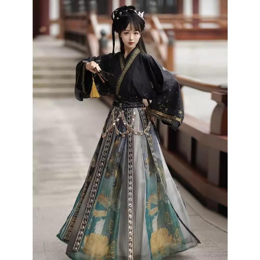 高品質 文化祭 漢服 魏晋時代コスプレ衣装 龍 蝶柄プリント レディース コスチューム 時代劇 華流舞台衣裳 ステージ衣裳 ハロウィン衣装 チャイナ服 中国 BJ1003ML03 ハロウィン