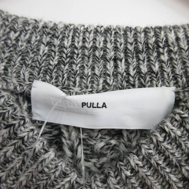未使用品 トーガ プルラ TOGA PULLA タグ付き 22AW CABLE KNIT TOP ケーブルニット 変形ニット ウール TP22-XN208 グレー MIX 36 S トーガ プルラ TOGA PULLA タグ付き 22AW CABLE KNIT TOP