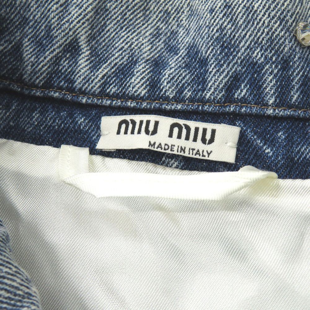 新品同様 ミュウミュウ ラインストーン ダメージ加工 GWB082 サイズ40  