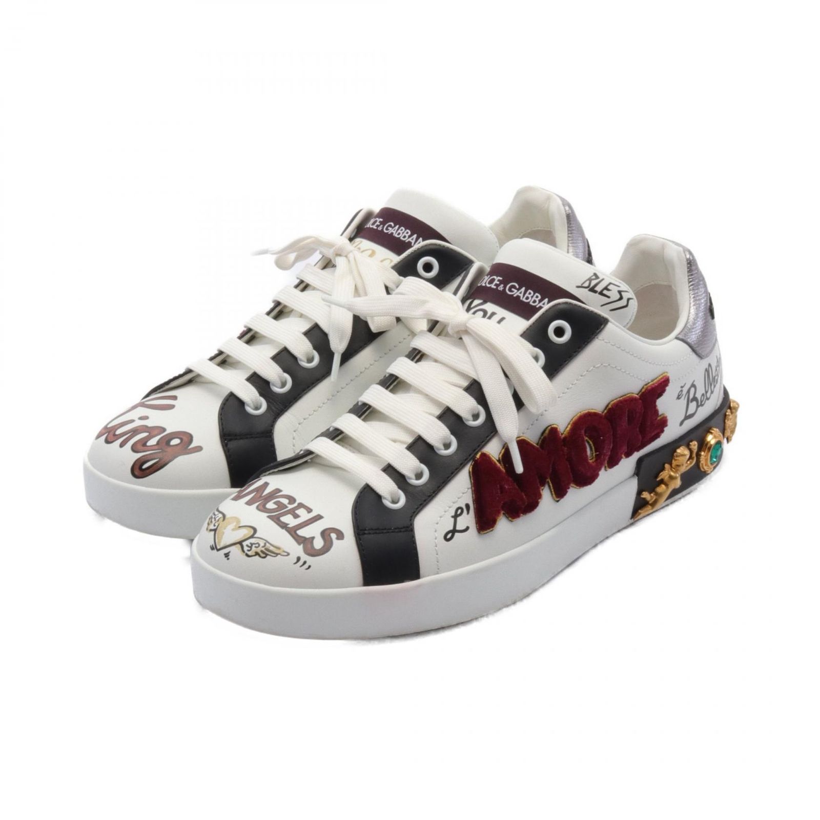 ドルチェアンドガッバーナ DOLCE u0026 GABBANA スニーカー CS1570 ホワイト レザー スニーカー メンズ Used A