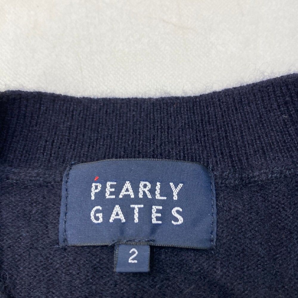 サイズ：2 PEARLY GATES パーリーゲイツ  カシミヤニットセーター  ネイビー系 [240101434206] ゴルフウェア レディース ストスト サイズ：2 PEARLY GATES パーリーゲイツ カシミヤニットセーター