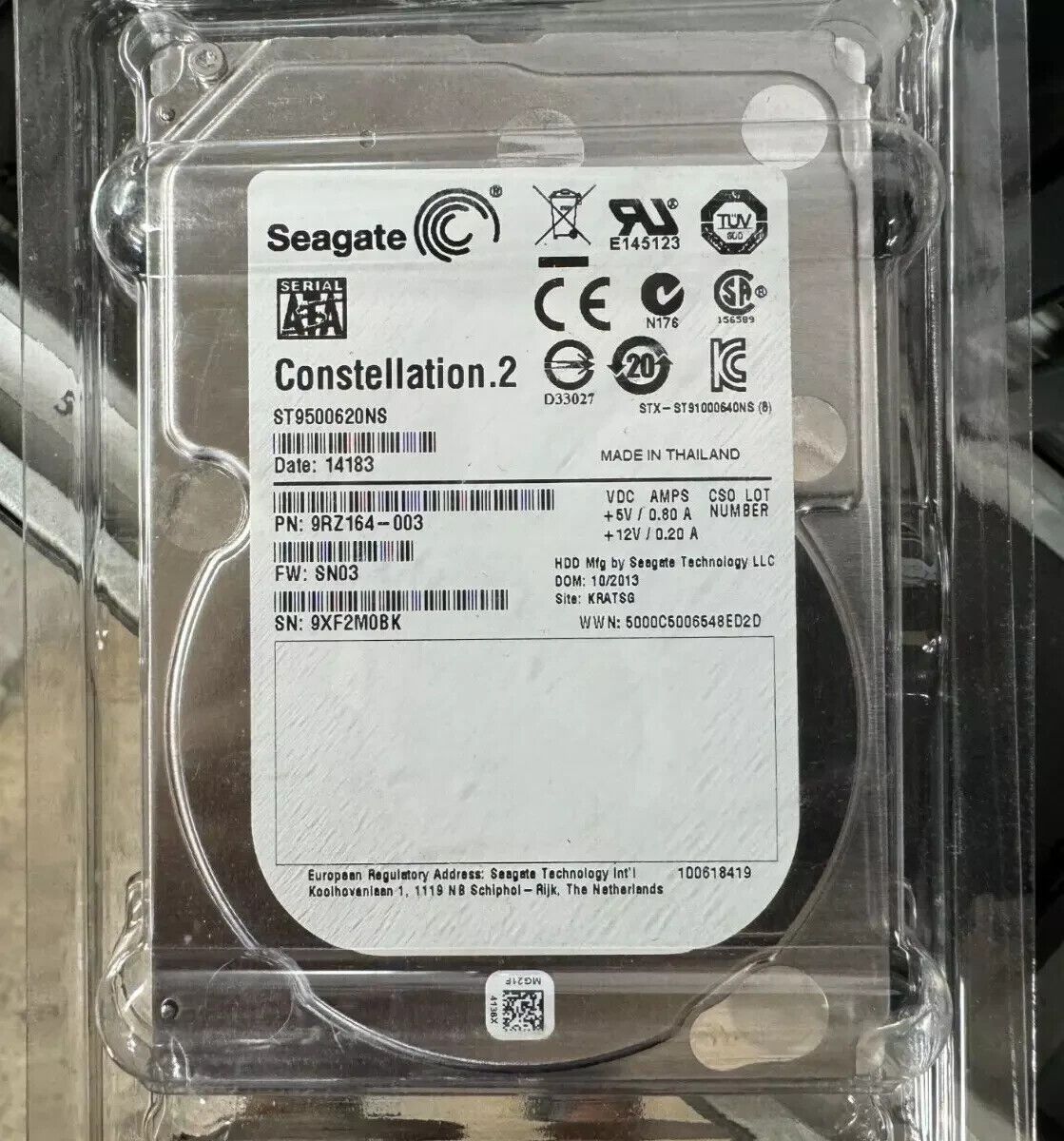 Seagate ST9500620NS 500GB 2.5 SATA 6Gb/s 7.2K 64MB Server Hard Drive