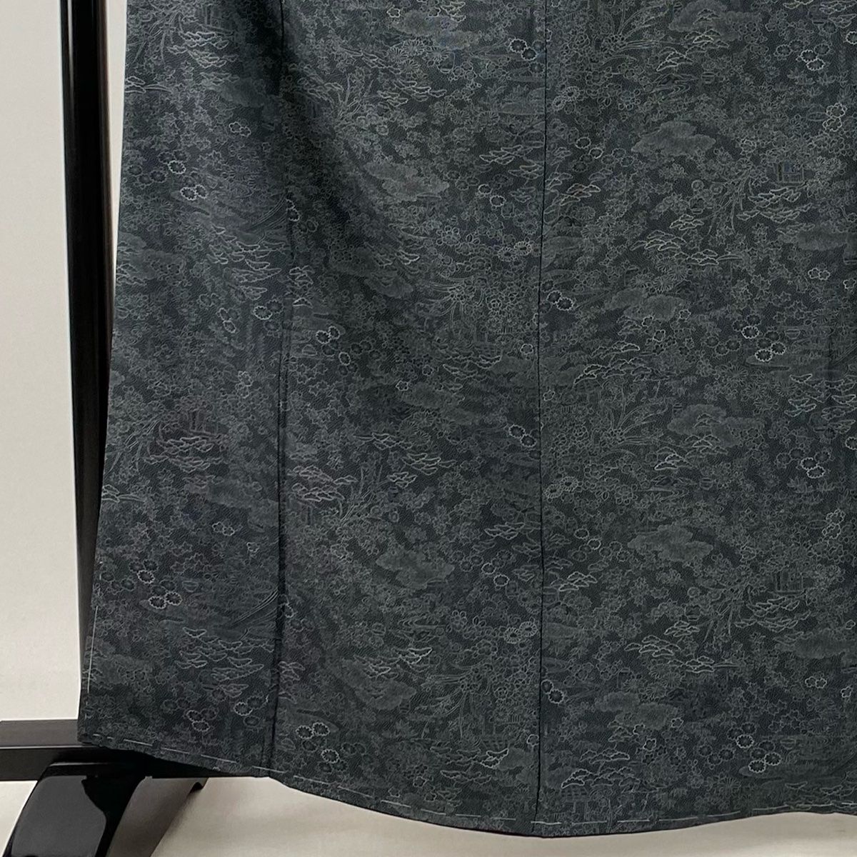 江戸小紋 身丈162.5cm 裄丈67cm M 袷 松竹梅 雲文 黒灰 正絹