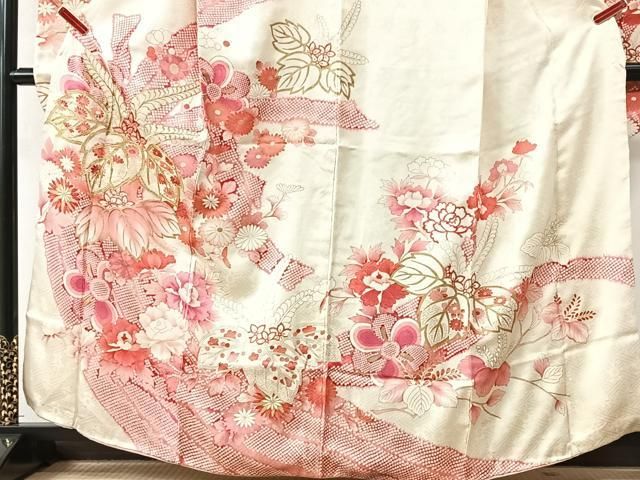 平和屋着物□豪華振袖 駒刺繍 草花文 金彩 正絹 逸品 CAAU6698xe