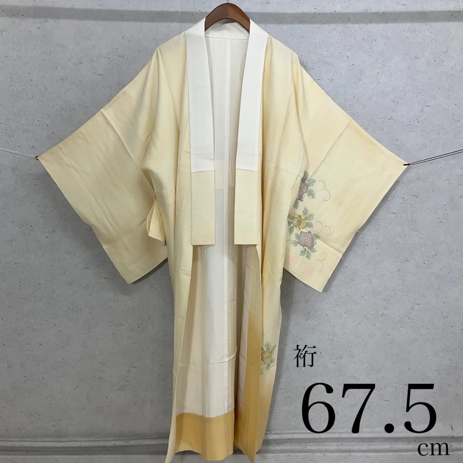 kimono+one◇未使用同然◇長襦袢◇友禅◇仕付け糸付き◇袷◇袖無双◇裄