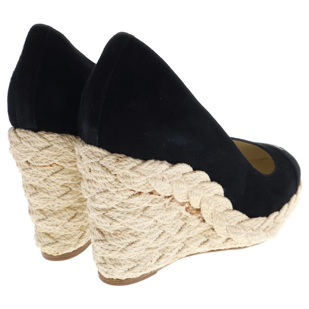 CHANEL (シャネル) ココマーク ウェッジソール ブラック スエード  