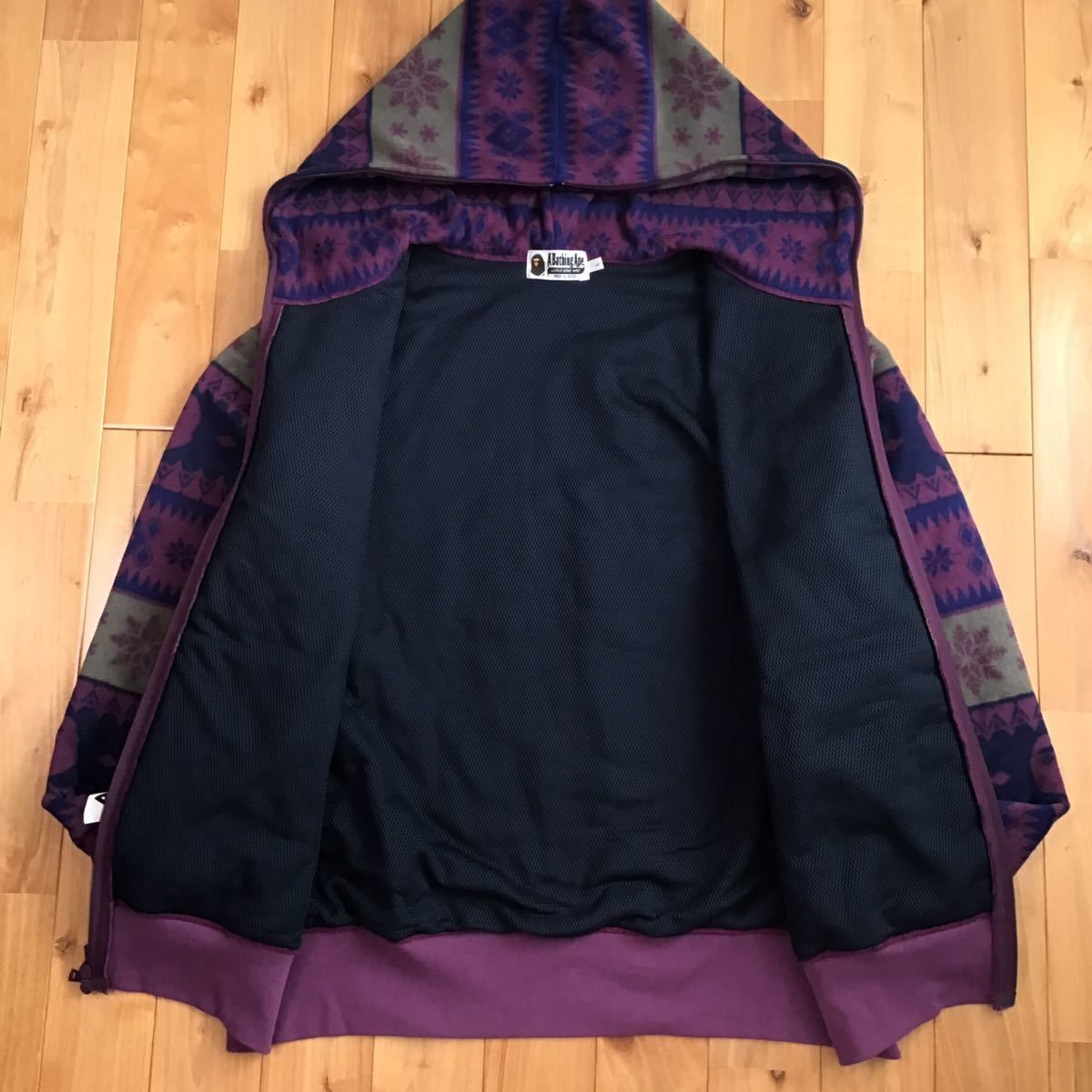 BAPE フリース フルジップ パーカー Lサイズ Purple a bathing ape 
