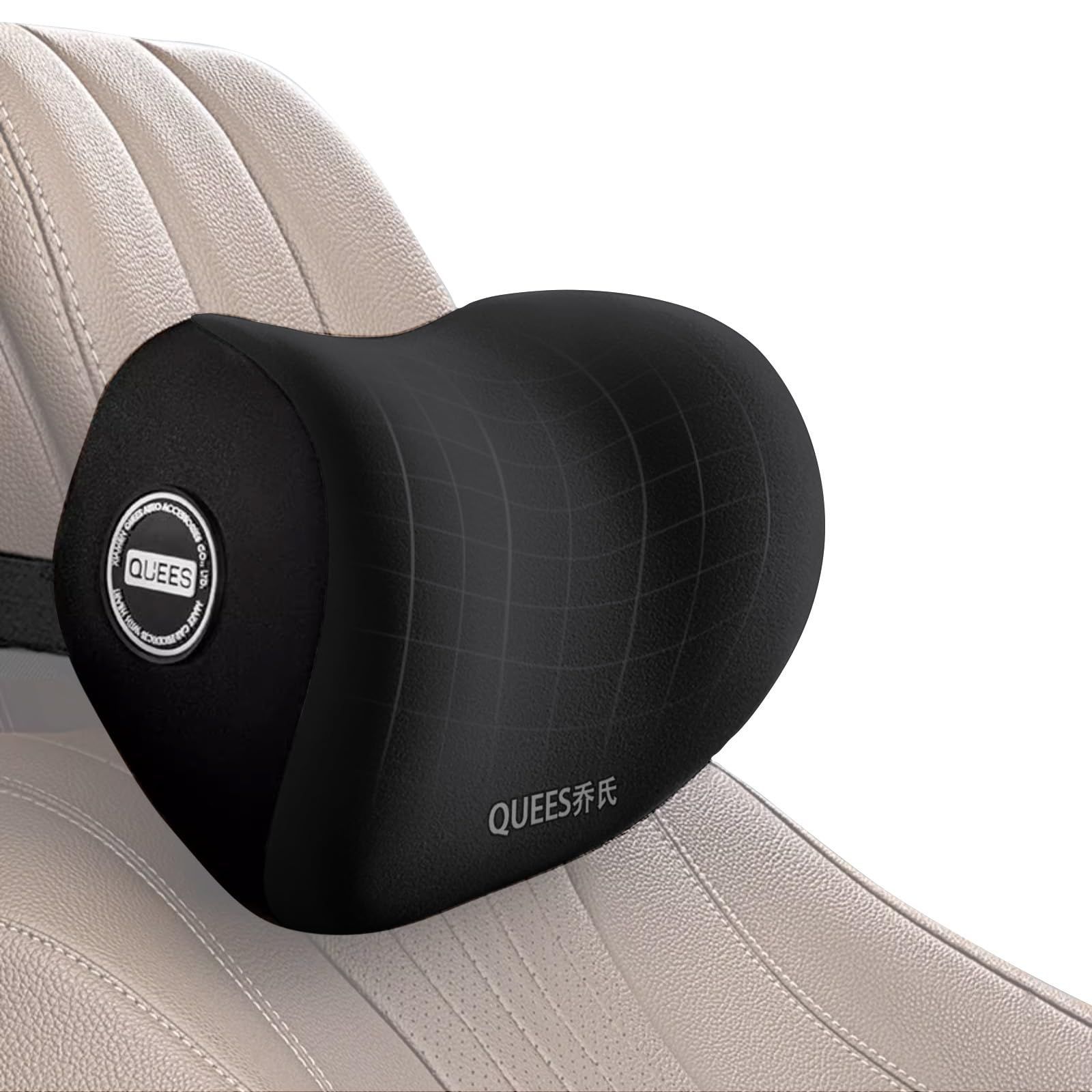 新品 DEELI 車用ヘッドレスト ネックパッド おしゃれなデザイン ヘッドレスト 1枚 ブラック 人間工学に基づいたデザイン 低反発 柔らかな質感 ネックピロー 通気性 痛くない 長距離運転/オフ