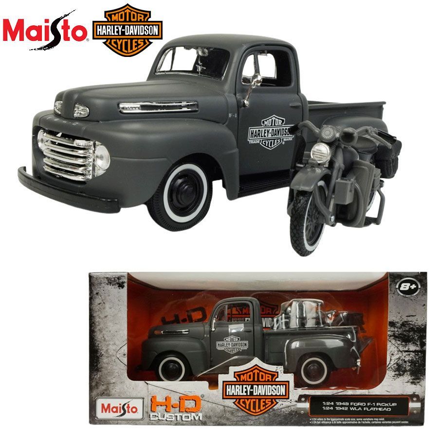 1|24 箱入り ミニカー マイスト フォード ピックアップトラック＆ハーレーダビッドソンWLA 1948 FORD F-1 PICK UP 1 24 1942 WLA FLATHEAD HARLEY-DAVIDSON H-D CUSTOM