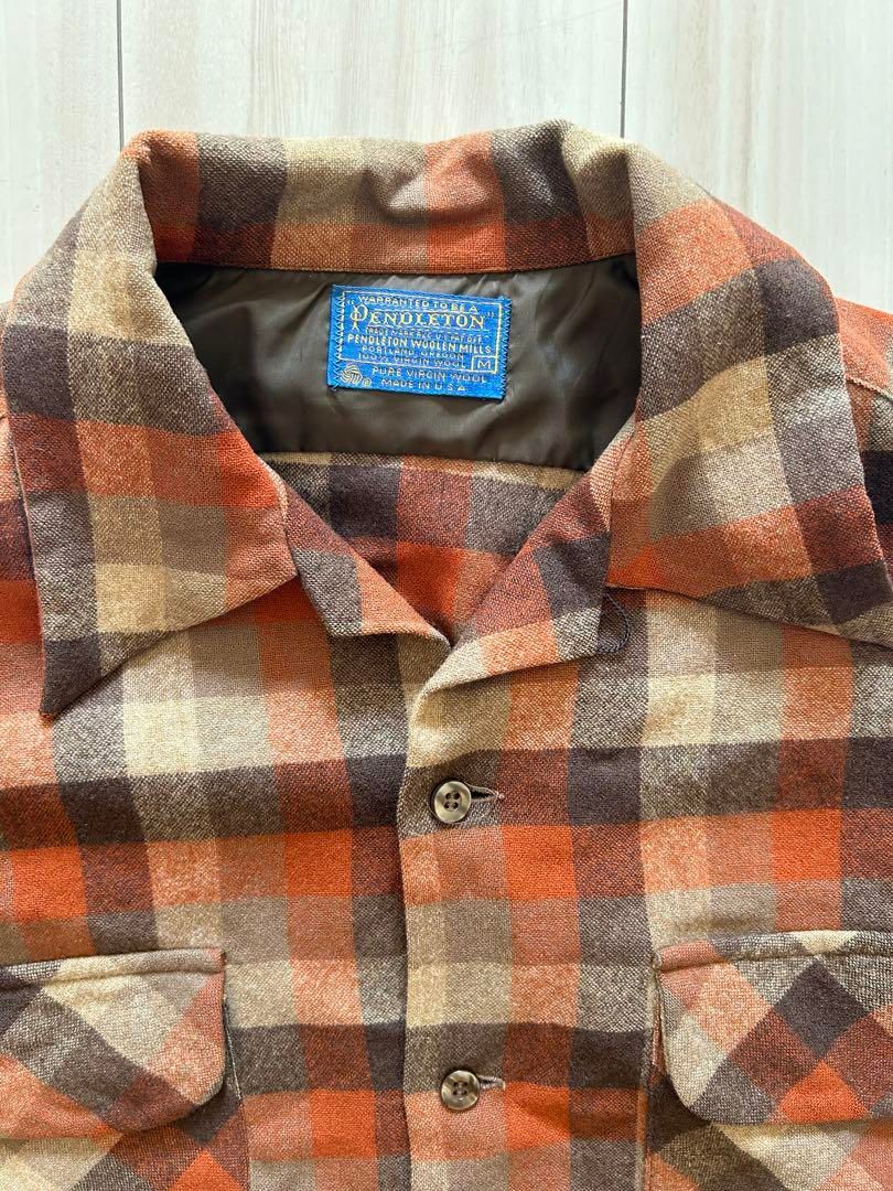 70s PENDLETON wool board shirt 開襟 好配色 M ペンドルトン ボード