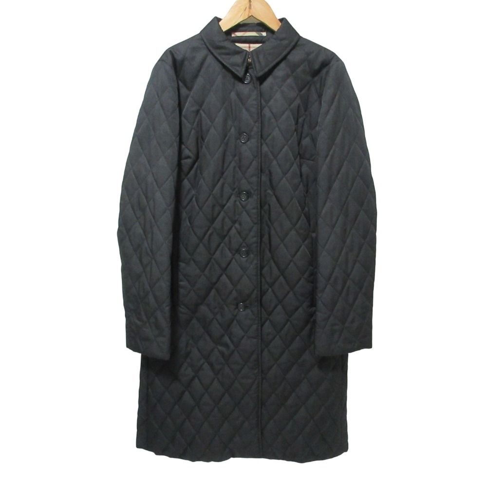 美品 L◎BURBERRY ステンカラーコート 裏地ノバチェック 黒 英国製 美品 BURBERRY バーバリー 裏地ノバチェック柄 キルティング
