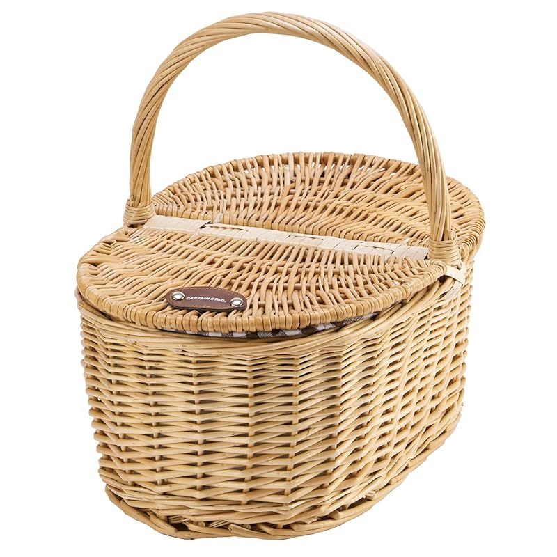 ♥品 キャプテンスタッグ CAPTAIN STAG アウトドア ピクニックバスケット 蓋付 オーバル Large UT-1026 1