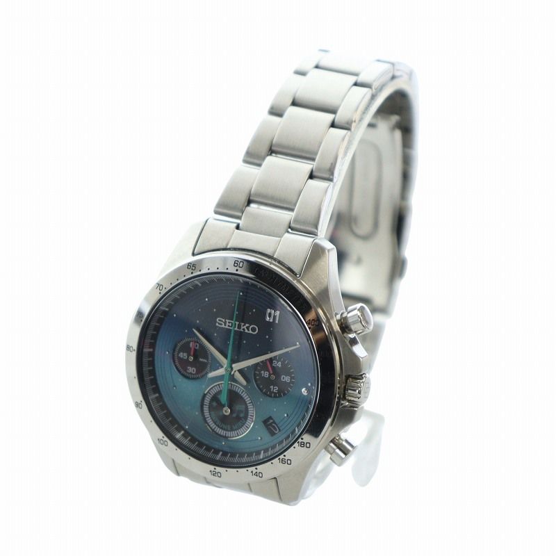 ★ セイコー SEIKO 3900本 初音ミク Happy 16th Birthday 腕時計 ウォッチ クォーツ クロノグラフ デイト カレンダー付き ロゴ シルバー色 8T63-02J0 GY18 |MQ
