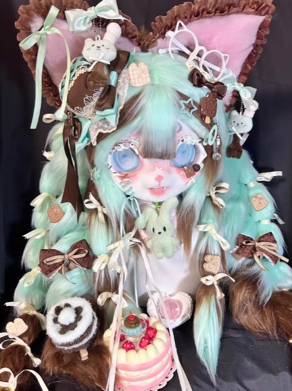 着ぐるみヘッド kigurumi NO.116 猫 青緑 ブラウン ファースーツ 全頭