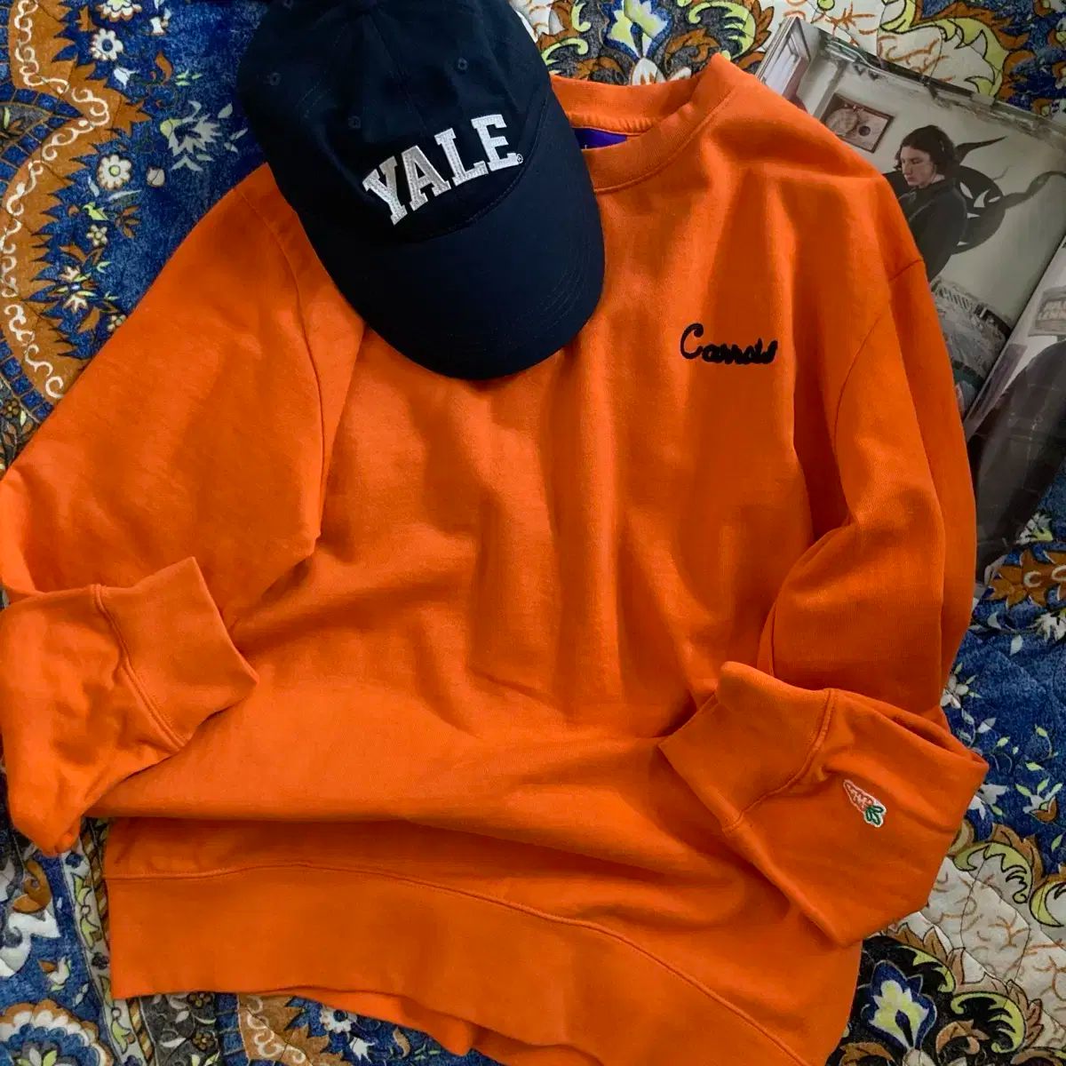 carrot キャロット ロゴ 刺繡 オレンジ パーカー スウェットシャツ