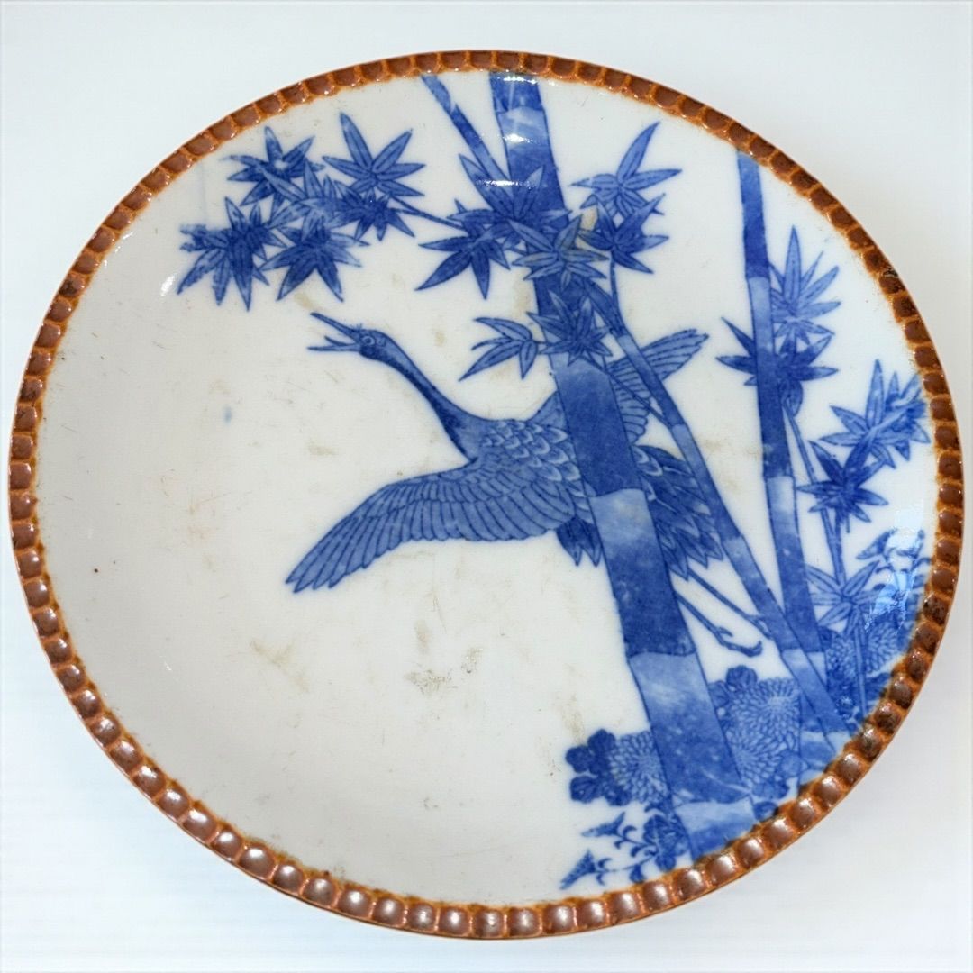 鶴文 イゲ皿 明治~大正 銘あり コレクション 飾り皿 骨董 - メルカリ