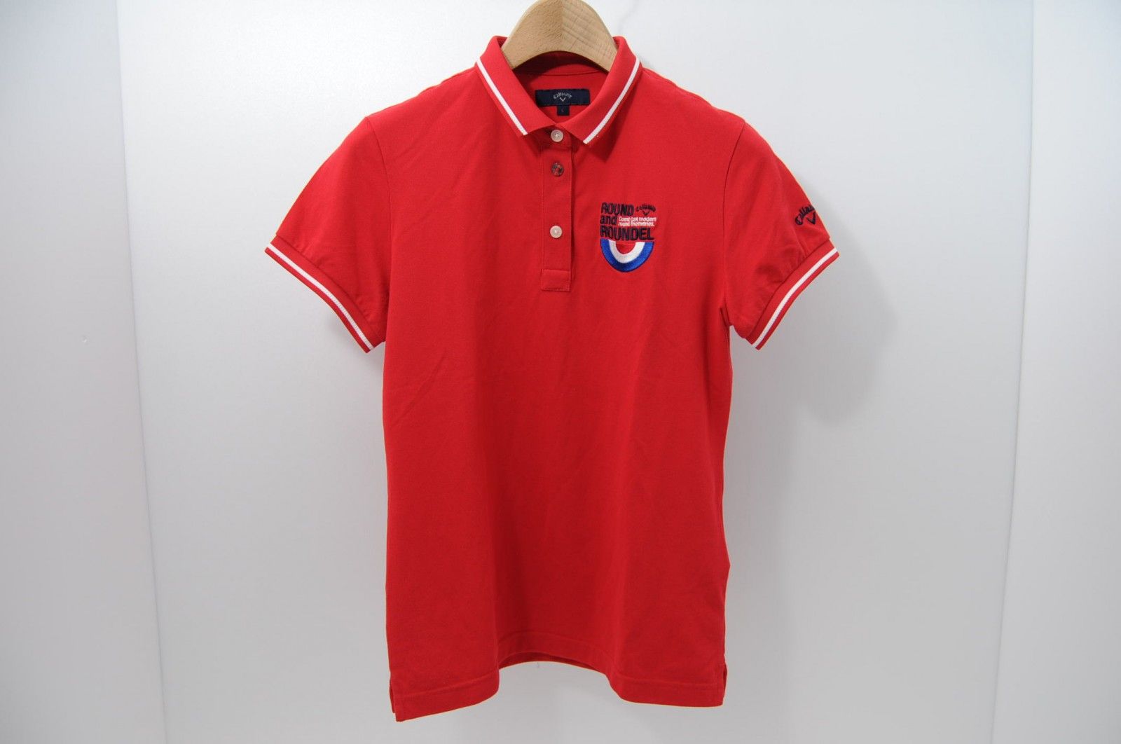 中古 レディース キャロウェイ Callaway 半袖ポロシャツ L 赤 レッド シンプル