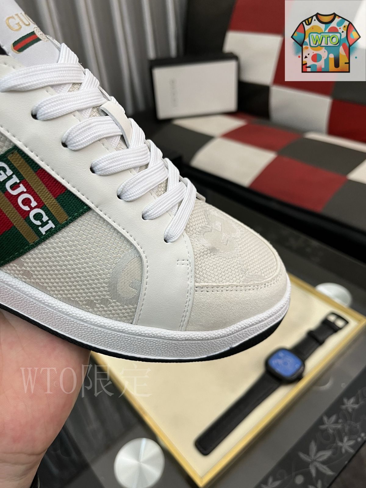 GUCCI グッチ ホワイト レザー カジュアルシューズ01-3 - メルカリ