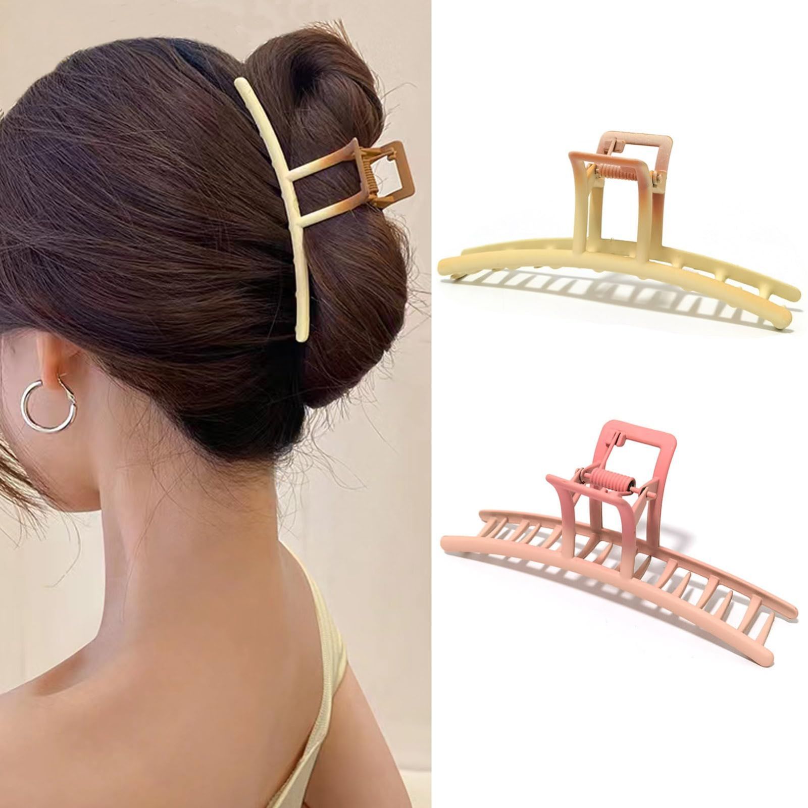 在庫セール ヘアアクセサリー プレゼントに適応 上品 大人 大人 おしゃれ トレンド髪飾り シンプル 小物 レディース 11.5cm グラデーション イエロー ピンク セット しっかり 大きめ バンスクリップ 2個セット 韓国風 可愛い ヘアクリップ ヘアク