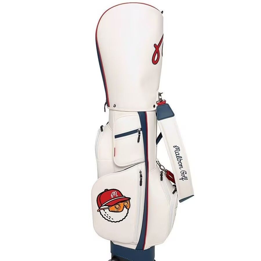 マルボンゴルフ malbon golf キャディバッグ フード2種類付き スタンド型 ホワイト ss0208