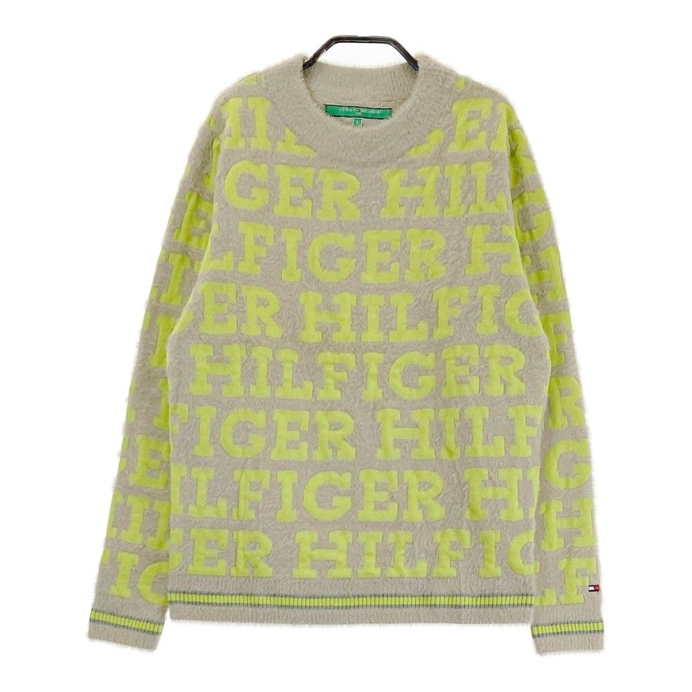 サイズ：L TOMMY HILFIGER GOLF トミー ヒルフィガーゴルフ  ニットセーター ウール混 ロゴ総柄 ベージュ系 [240101383691] ゴルフウェア レディース ストスト