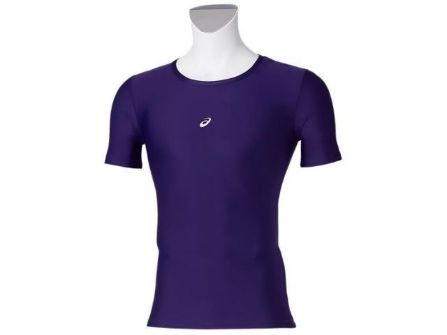 asics アシックス 18 UNDER SHIRTS HS パープル 3XL 2121A281 500 | スポーツ 運動 衣類 服 ウエア ウェア 男性 紳士服 メンズ 野球 ベースボール トップス インナー 半袖 ハーフスリーブ 丸首 クルーネッ