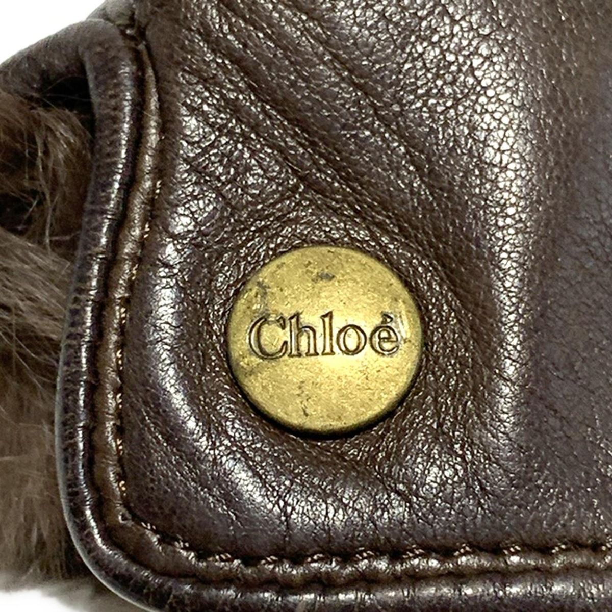 ◆新品◆Chloe ロング革手袋　ダークブラウン ◇新品◇Chloe ロング革手袋 ダークブラウン Chloé レザー製