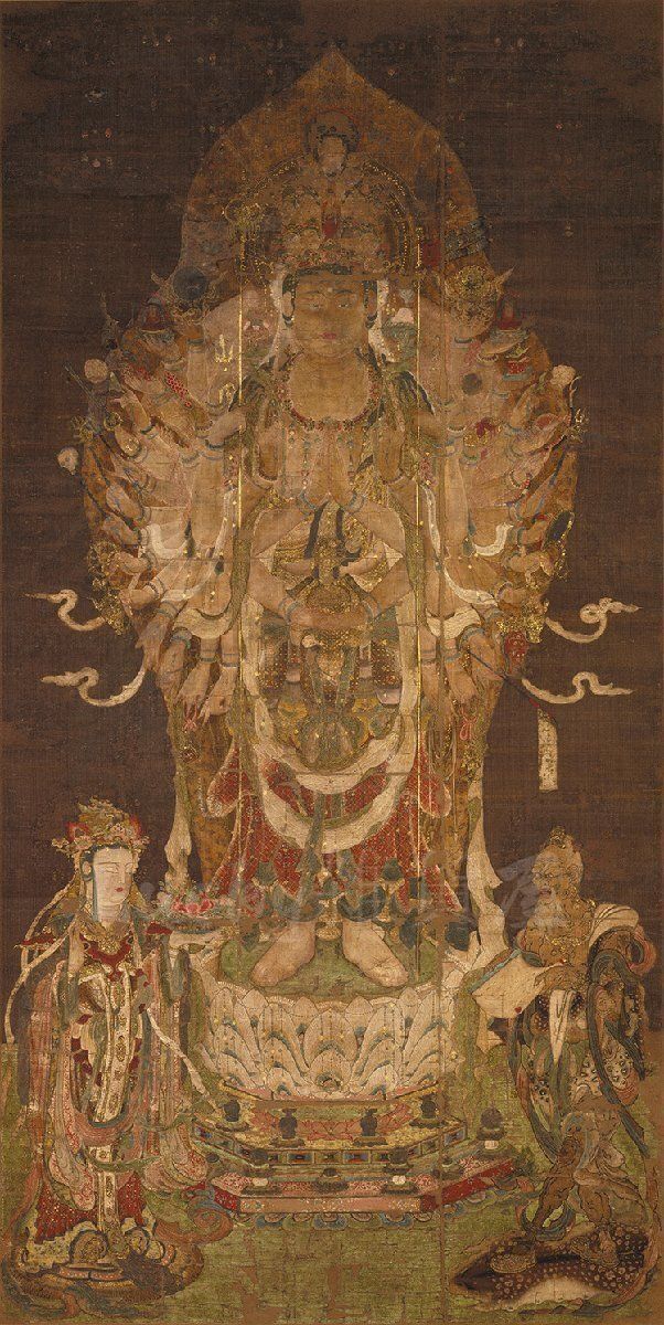 中国古美術・純手描き・人物画芯・送子觀音画像167x86cm・書画・絹本・仏像 中国古美術・純手描き・画芯・送子觀音画像167x86cm・書画・絹本