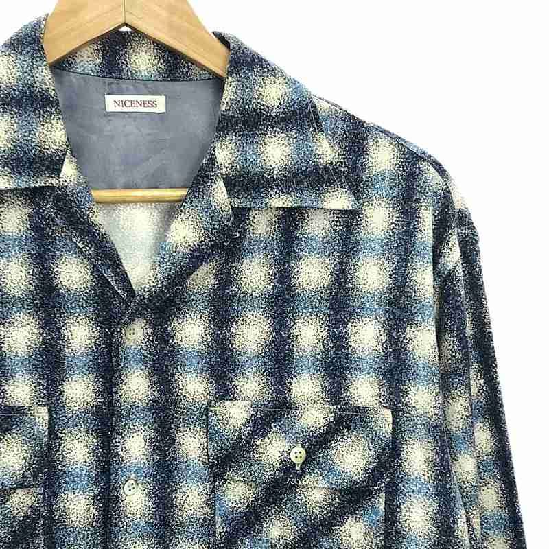 NICENESS ナイスネス  プリンテッドシルクネルチェックシャツ NICENESS BEAN / プリンテッドシルクネルシャツS/S NAVY WOOD