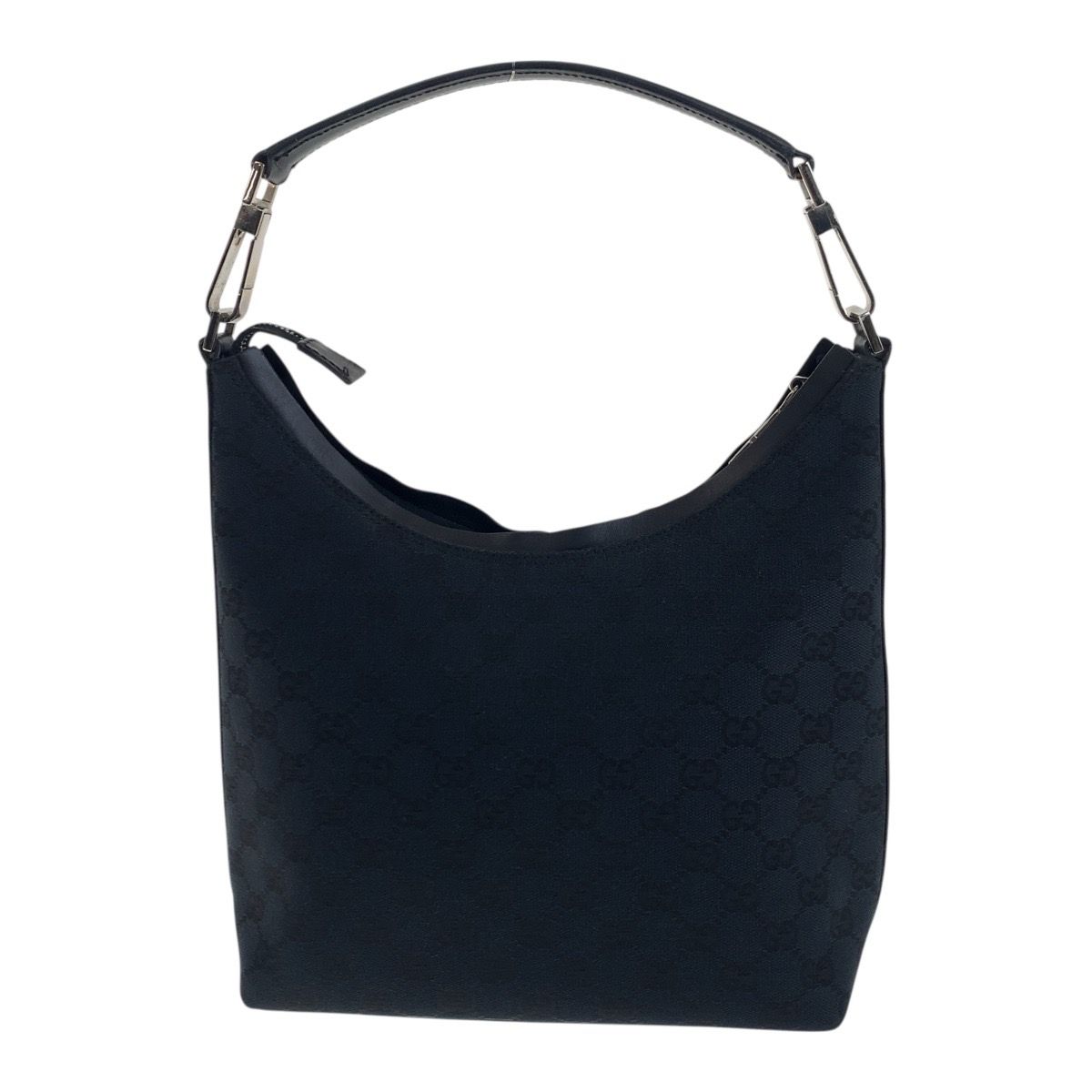 【極美品】GUCCI レザー ワン ショルダーバッグ シルバー金具 イタリア製 美品 GUCCI グッチ ブラック 黒 シルバー金具 GGキャンバス 000