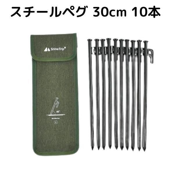 スチール ペグ キャンプ テント 収納ケース 30cm 10本 セット 太い