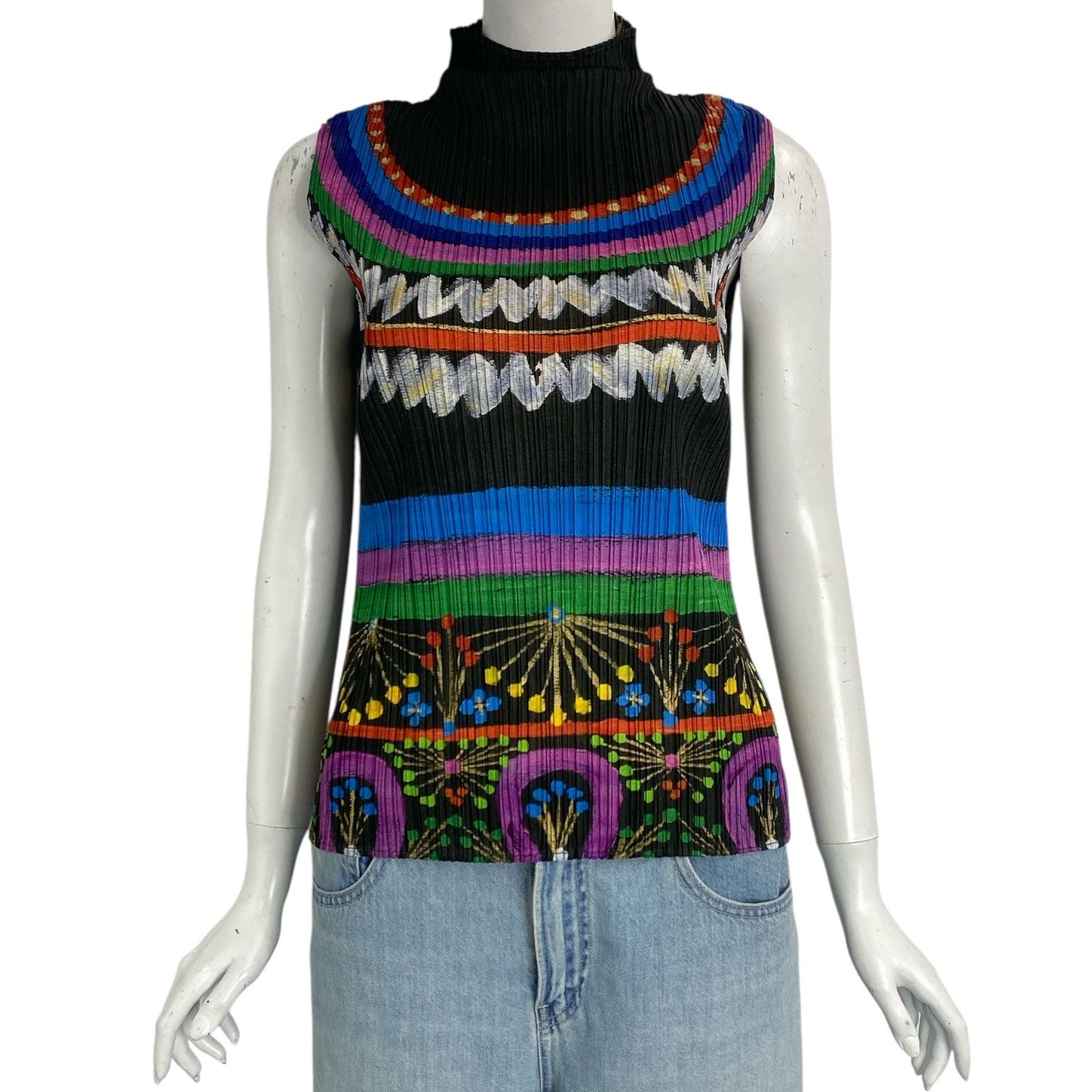 pleats please イッセイミヤケ 紋様柄 ボトルネック カットソー pleats please イッセイミヤケ 紋様柄 ボトルネック カットソー